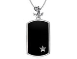 David Sigal Anchor Dog Tag with Synthetic Crystal in Stainless Steel